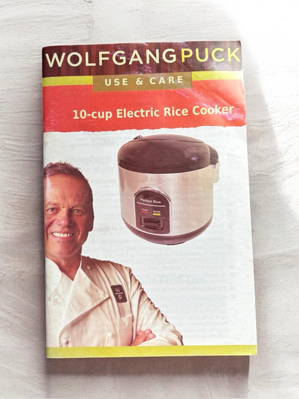 Wolfgang Puck Use & Care Manual 10Cup Electric Rice Cooker Recipe Model BDRC1010